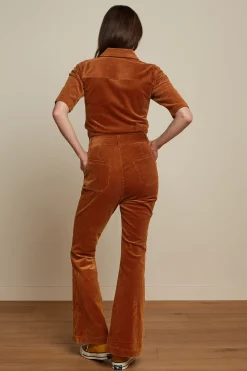 King Louie Jumpsuits|Garbo Flare Jumpsuit Corduroy Bombay Brown