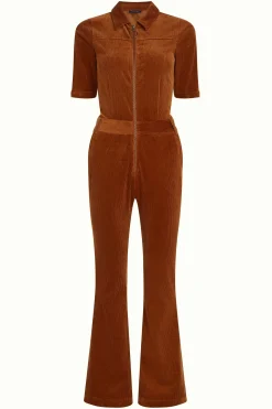 King Louie Jumpsuits|Garbo Flare Jumpsuit Corduroy Bombay Brown
