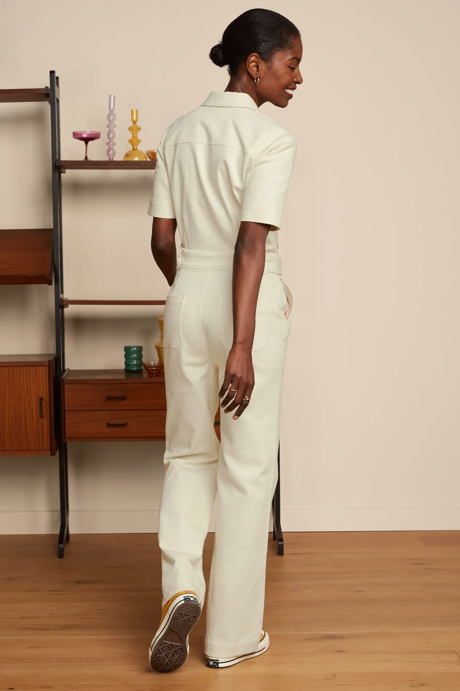 King Louie Jumpsuits|Garbo Zip Jumpsuit Marine Ivory