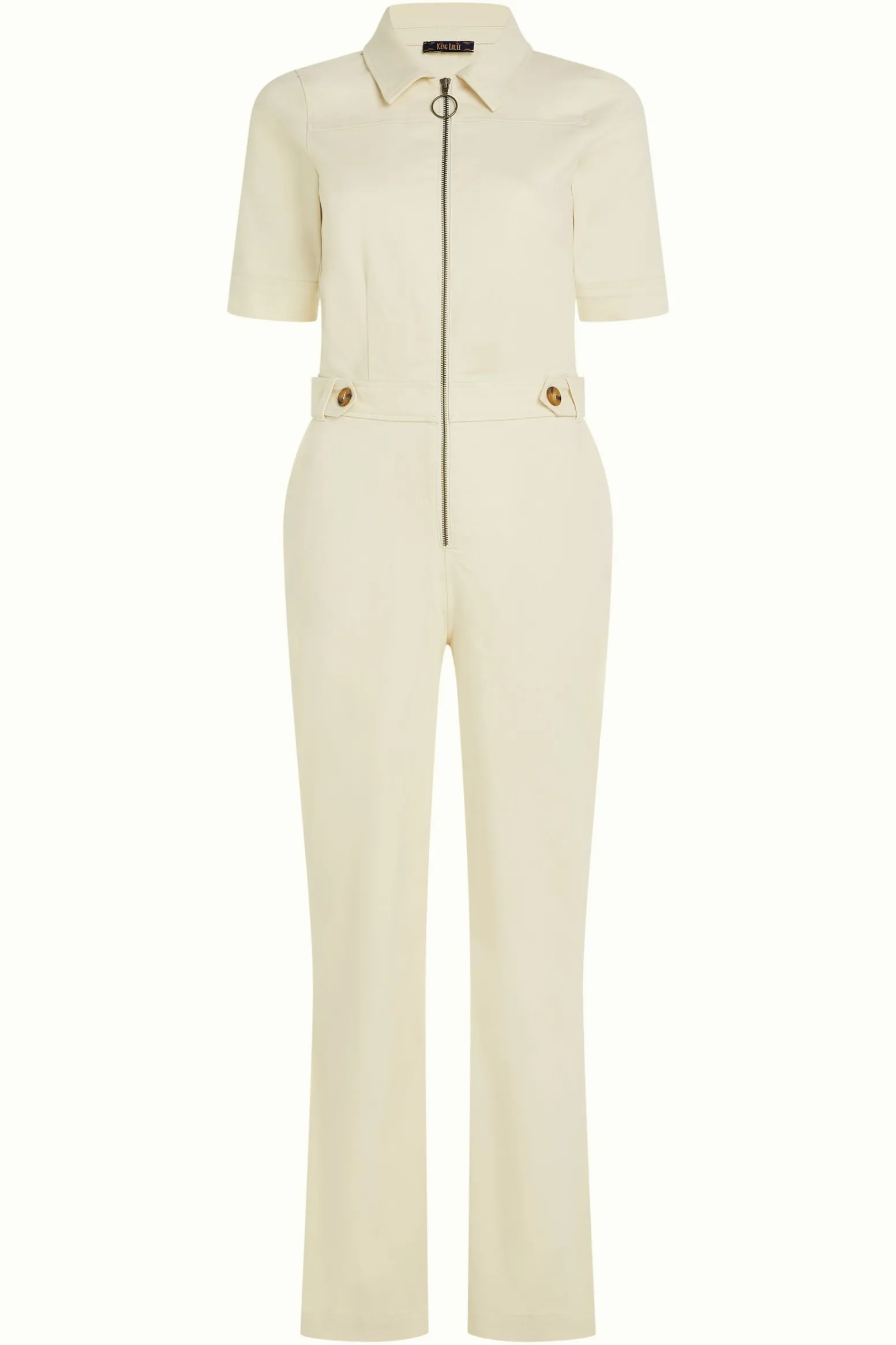 King Louie Jumpsuits|Garbo Zip Jumpsuit Marine Ivory
