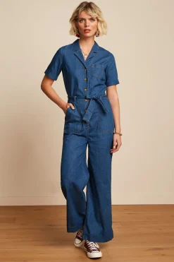 King Louie Jumpsuits|Gracie Jumpsuit Chambray Denim Blue
