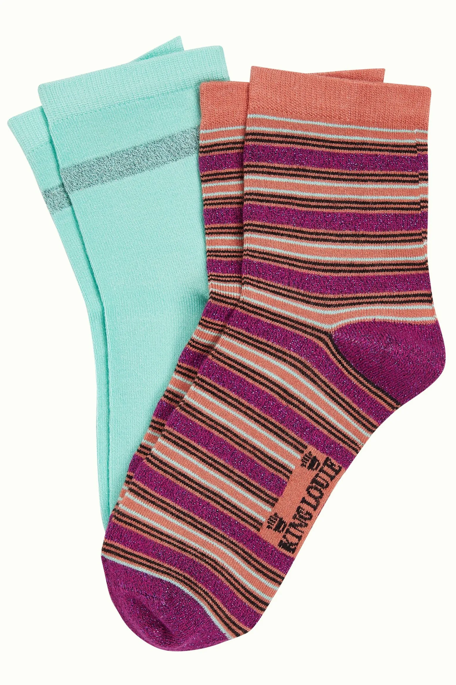 King Louie Accessoires|Half Socks 2-Pack Castillo Stripe Vivid Purple