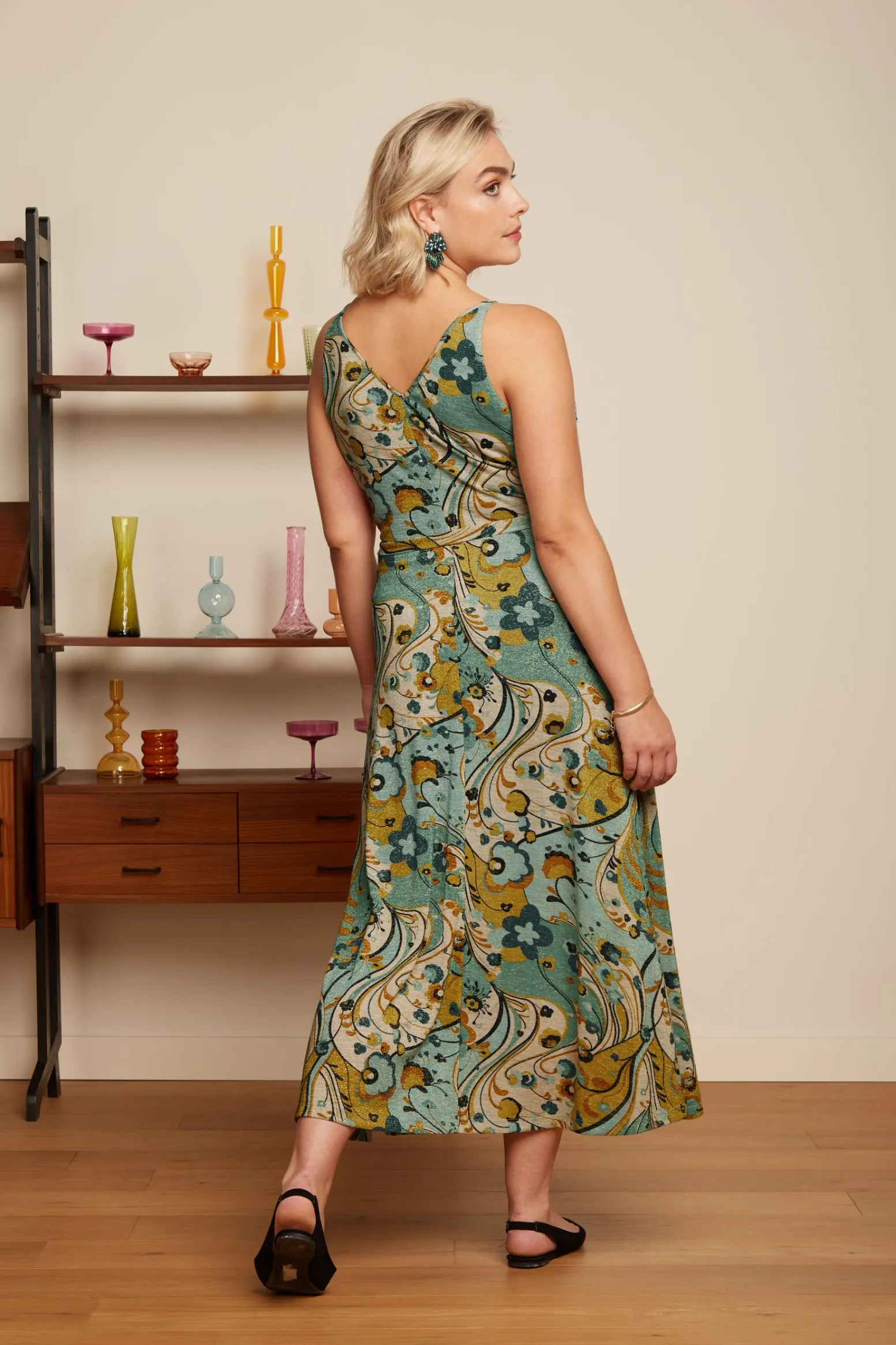 King Louie Jurken|Hazel Dress Frenzy Dusty Turquoise