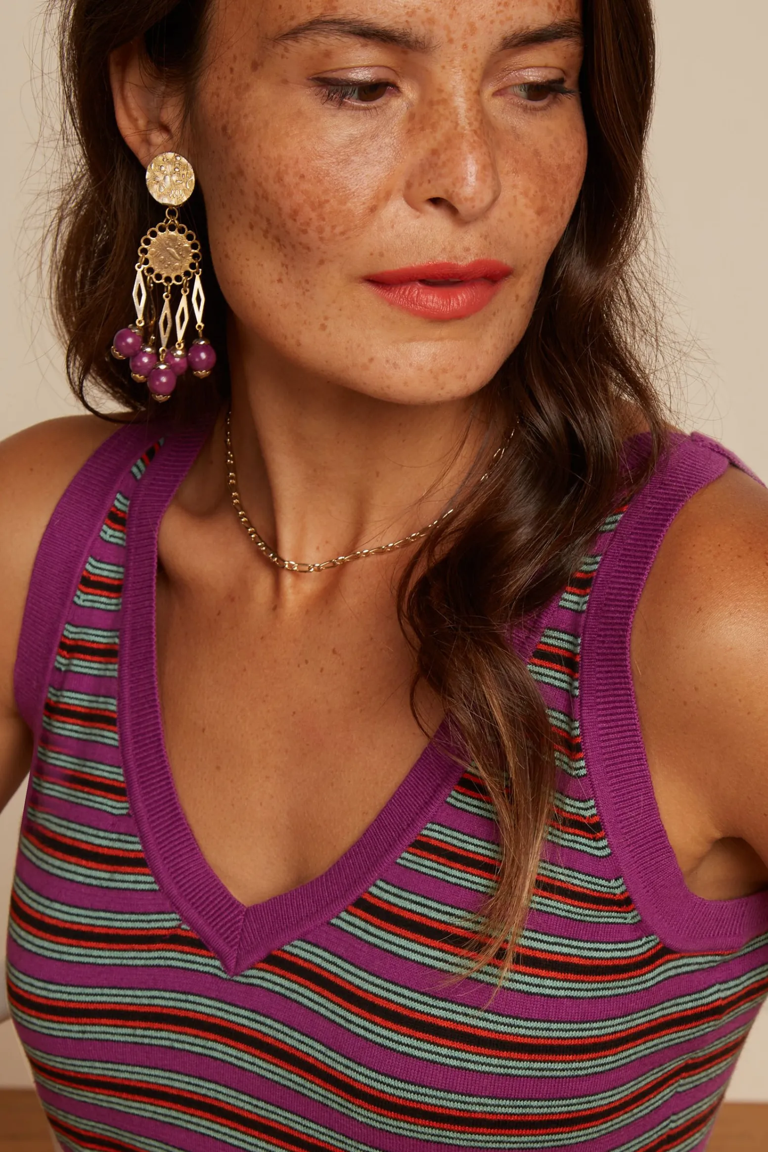 King Louie Tops & Shirts|Hazel Top Bee Stripe Sparkling Purple