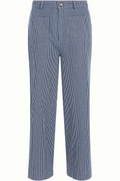 King Louie Broeken|High Waist Pocket Pants Osei Stripe Denim Blue