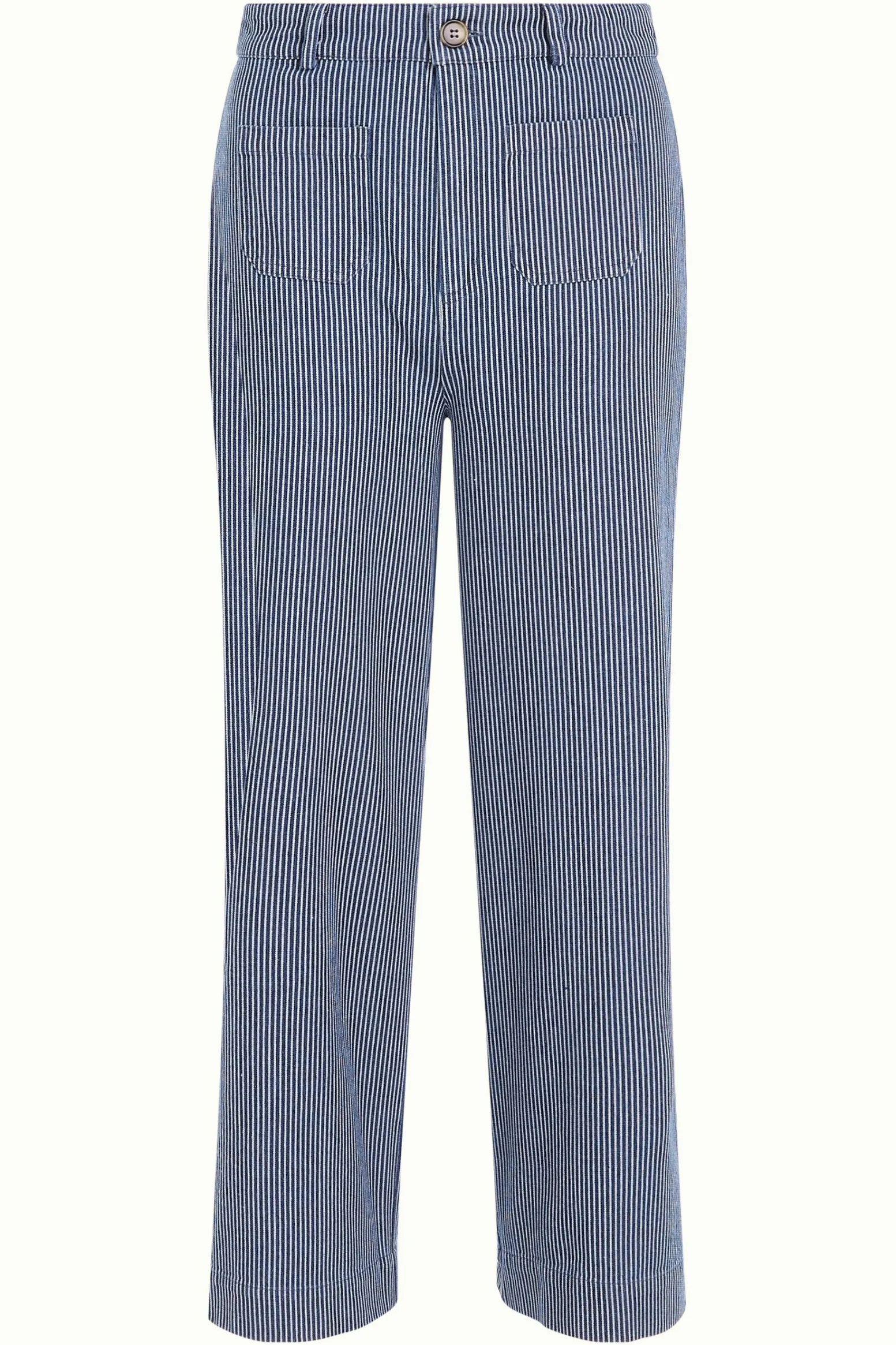 King Louie Broeken|High Waist Pocket Pants Osei Stripe Denim Blue