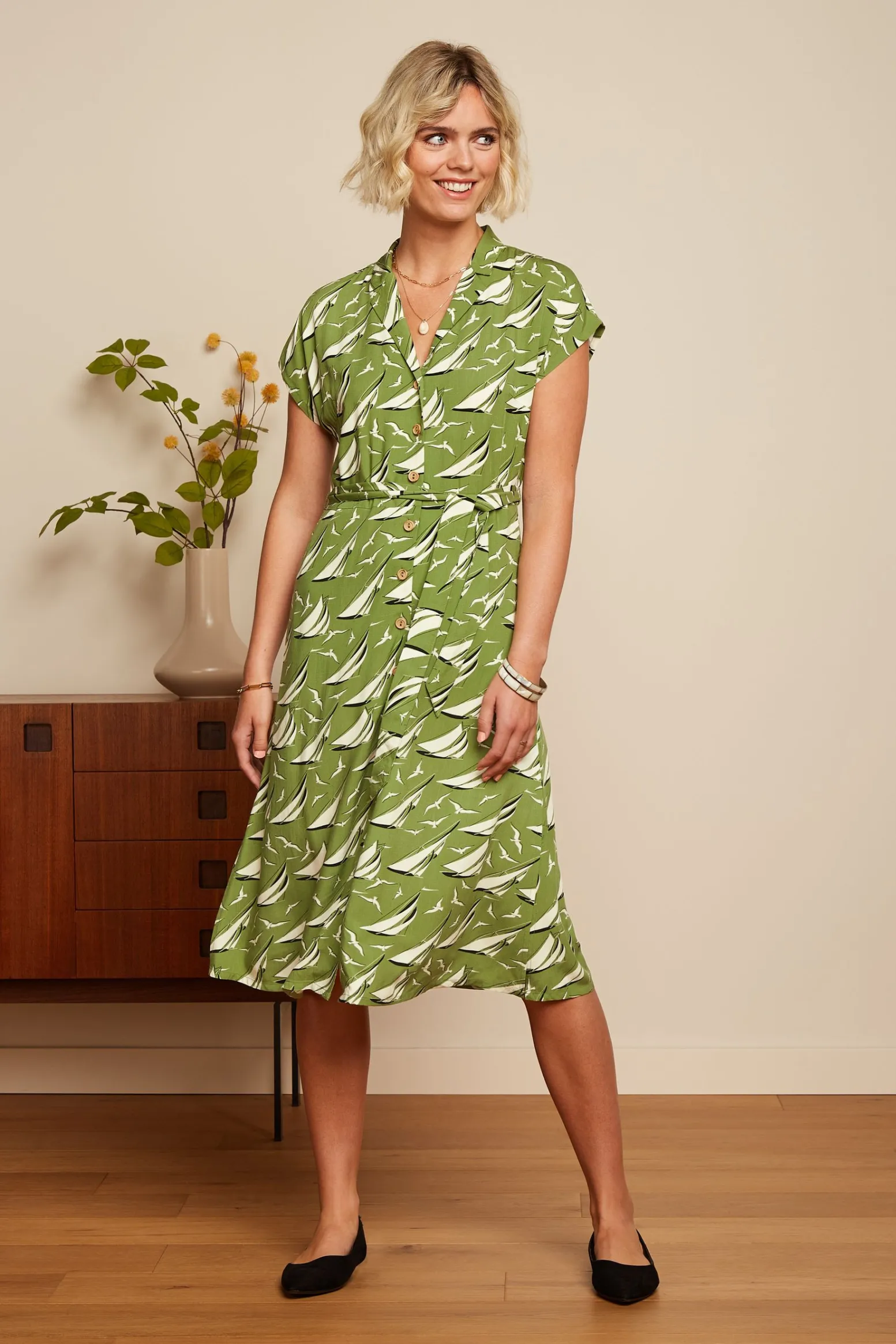King Louie Jurken|Irene Dress Bateau Woodbine Green