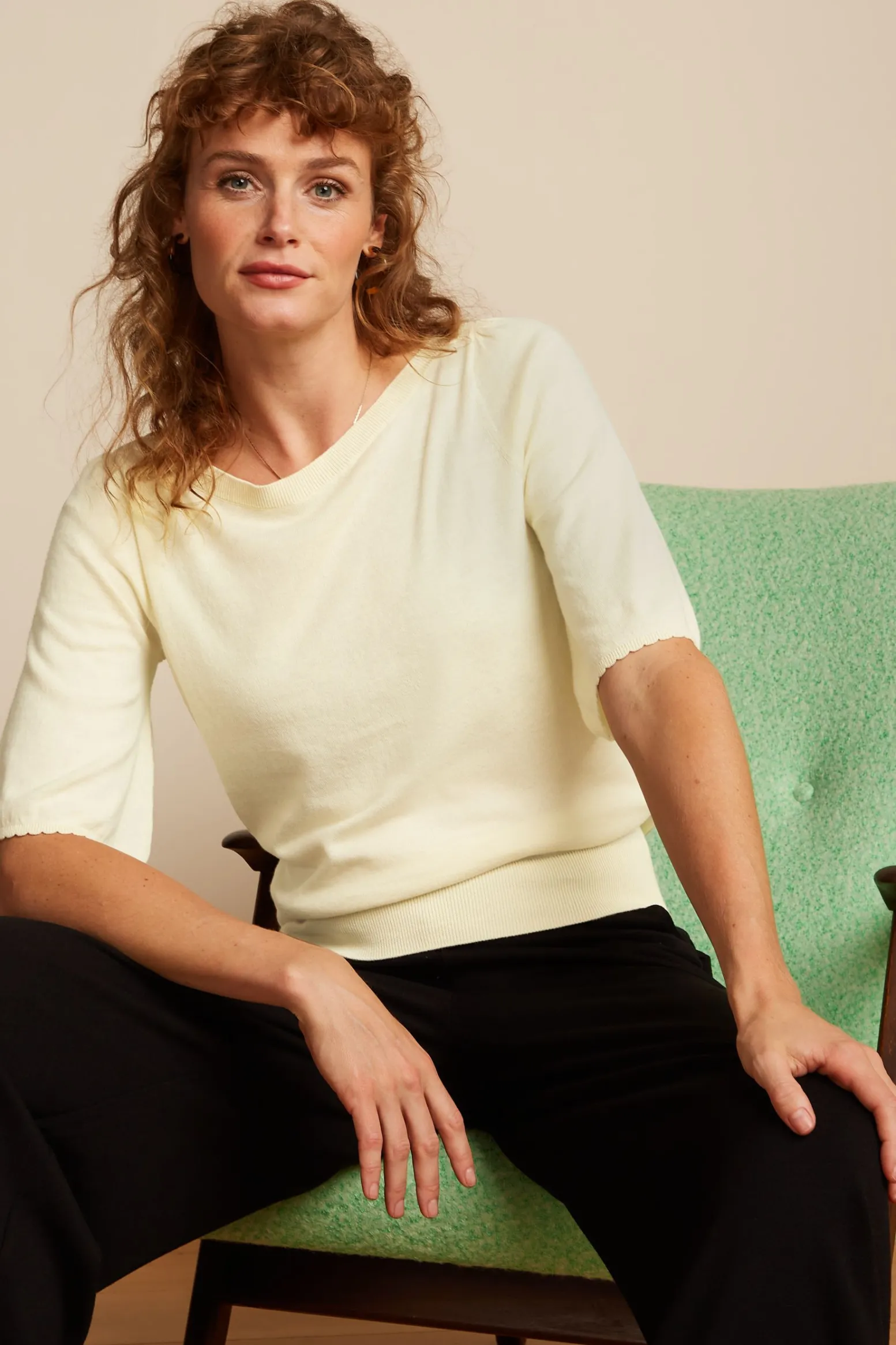 King Louie Tops & Shirts|Ivy Top Wide Sleeve Club Cream