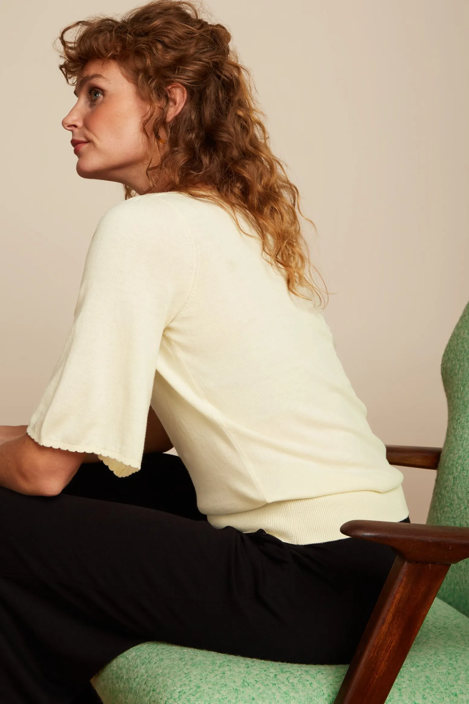 King Louie Tops & Shirts|Ivy Top Wide Sleeve Club Cream