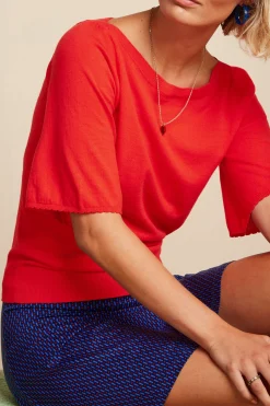 King Louie Tops & Shirts|Ivy Top Wide Sleeve Club Fiery Red