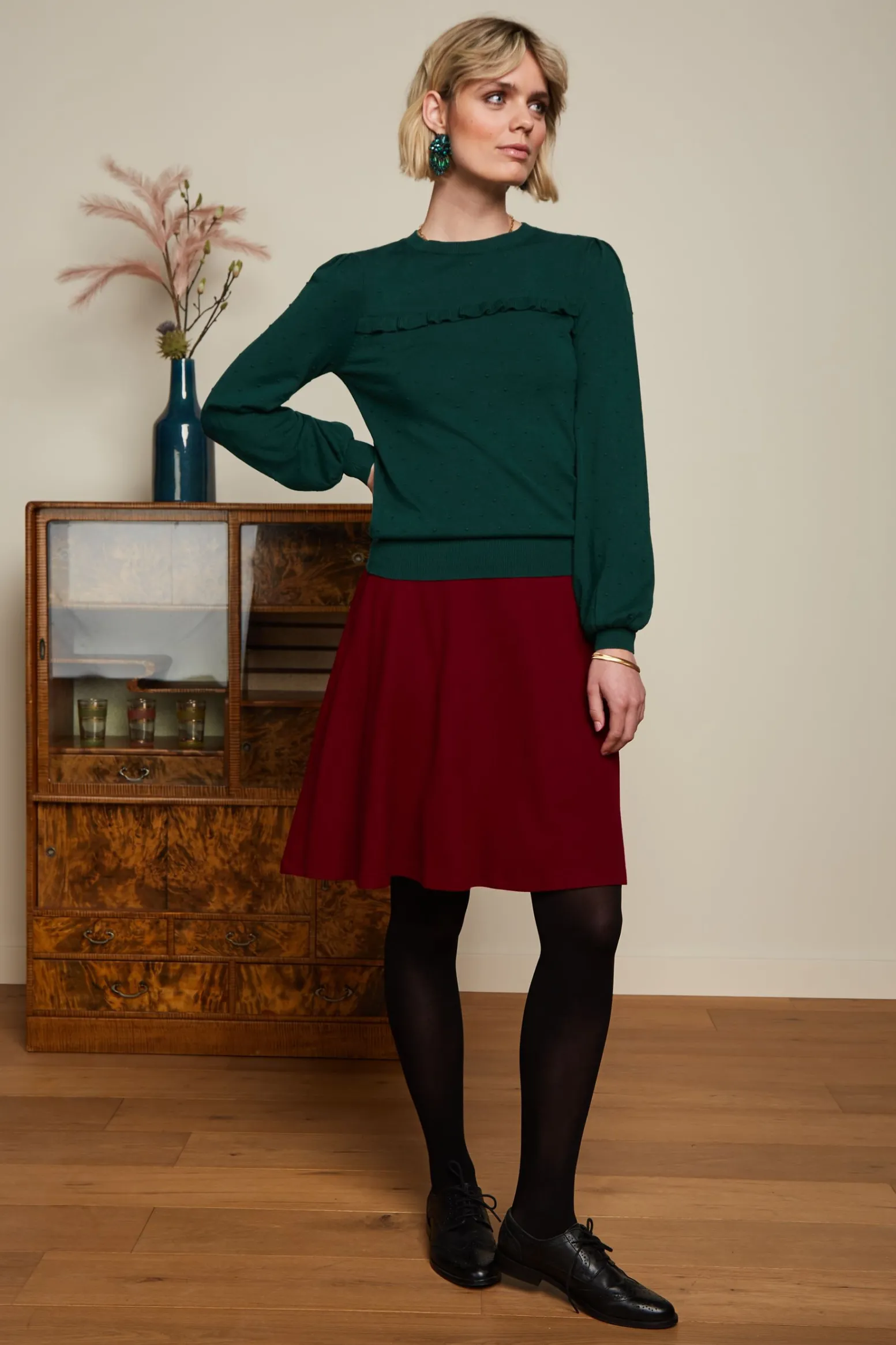 King Louie Tops & Shirts|Jada Ruffle Top Droplet Pine Green