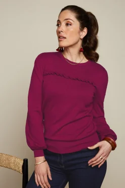 King Louie Tops & Shirts|Jada Ruffle Top Droplet Beaujolais Red