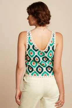 King Louie Tops & Shirts|Janis Top Fray Crochet Dragonfly Green