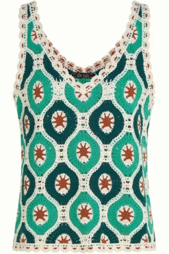King Louie Tops & Shirts|Janis Top Fray Crochet Dragonfly Green