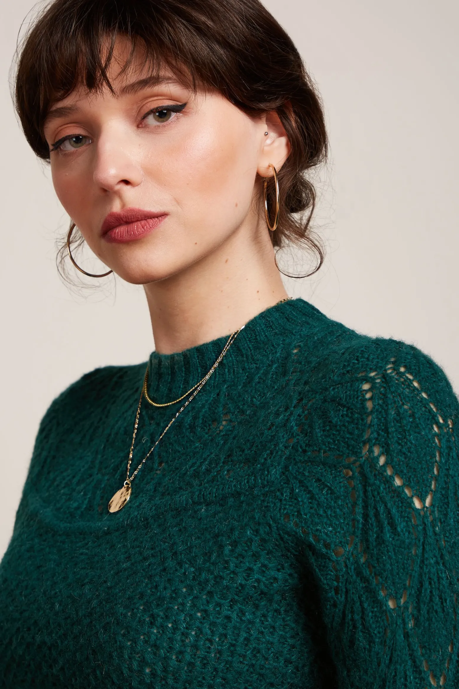 King Louie Tops & Shirts|Jeannie Yoke Sweater Farfalle Pine Green