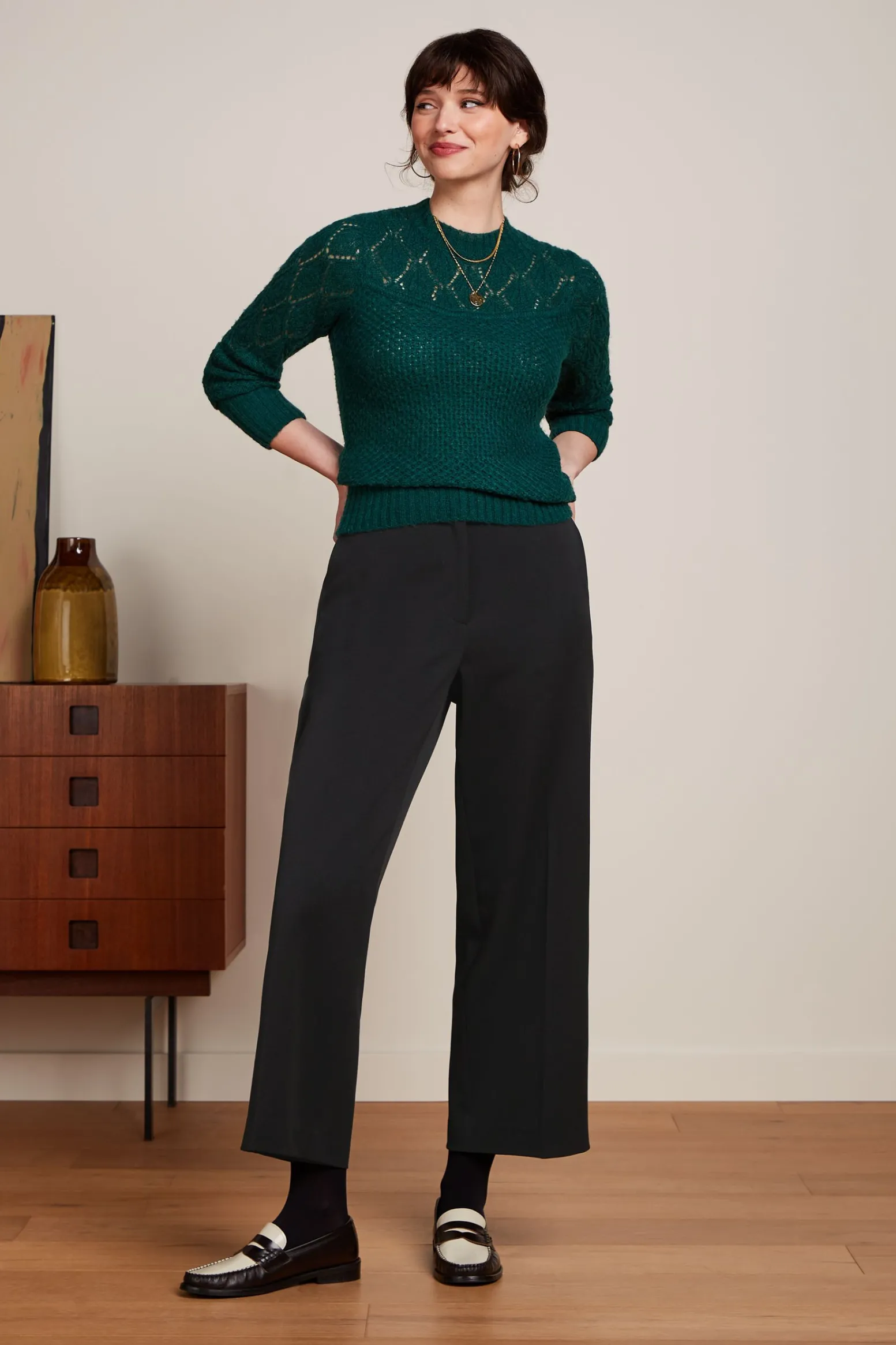 King Louie Tops & Shirts|Jeannie Yoke Sweater Farfalle Pine Green