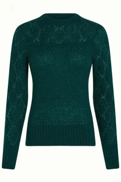 King Louie Tops & Shirts|Jeannie Yoke Sweater Farfalle Pine Green