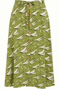 King Louie Rokken|Judy Midi Skirt Bateau Woodbine Green