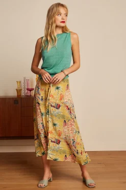 King Louie Rokken|Judy Midi Skirt Serafini Tuscan Yellow