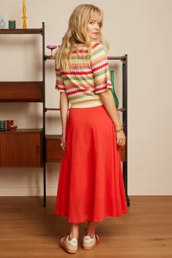 King Louie Rokken|Judy Midi Skirt Verano Fire Red