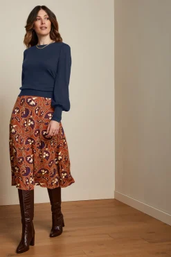 King Louie Rokken|Juno Midi Skirt Cecilia Spicy Brown