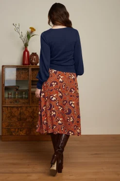King Louie Rokken|Juno Midi Skirt Cecilia Spicy Brown
