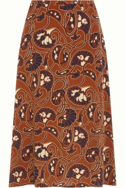 King Louie Rokken|Juno Midi Skirt Cecilia Spicy Brown