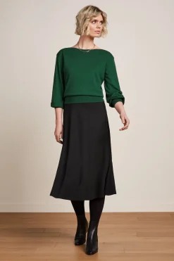 King Louie Rokken|Juno Midi Skirt Milano Crepe Black