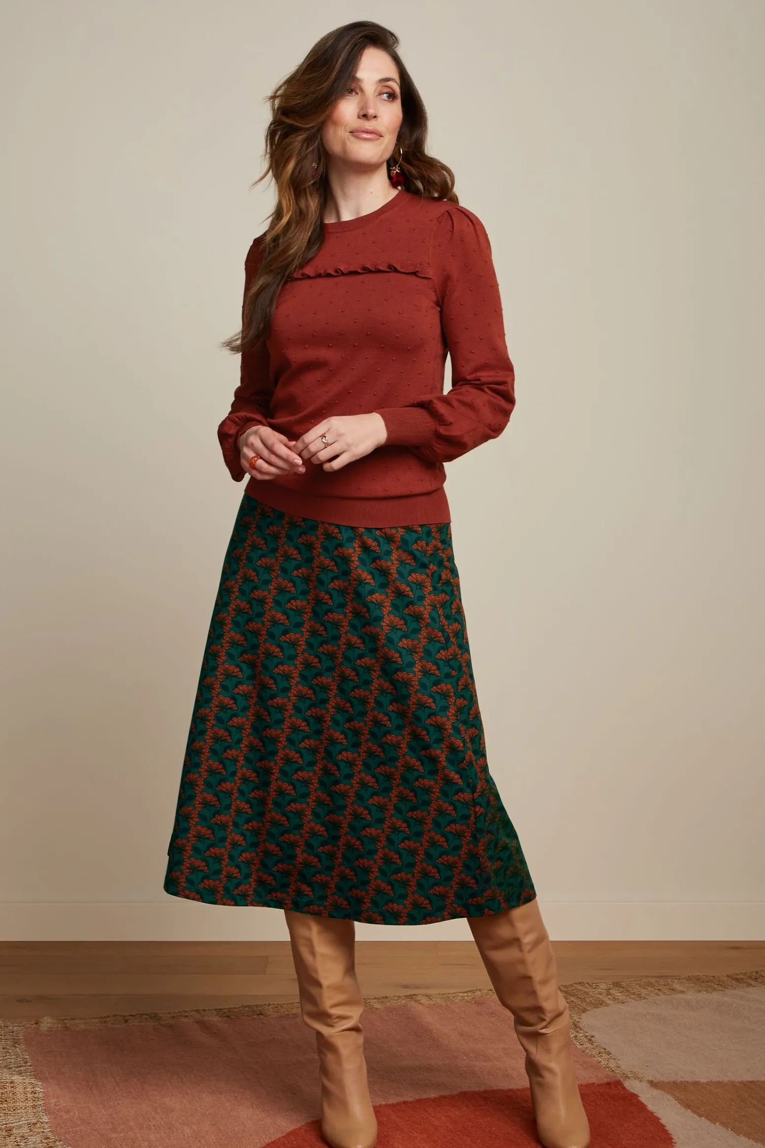 King Louie Rokken|Juno Midi Skirt Noushh Pine Green