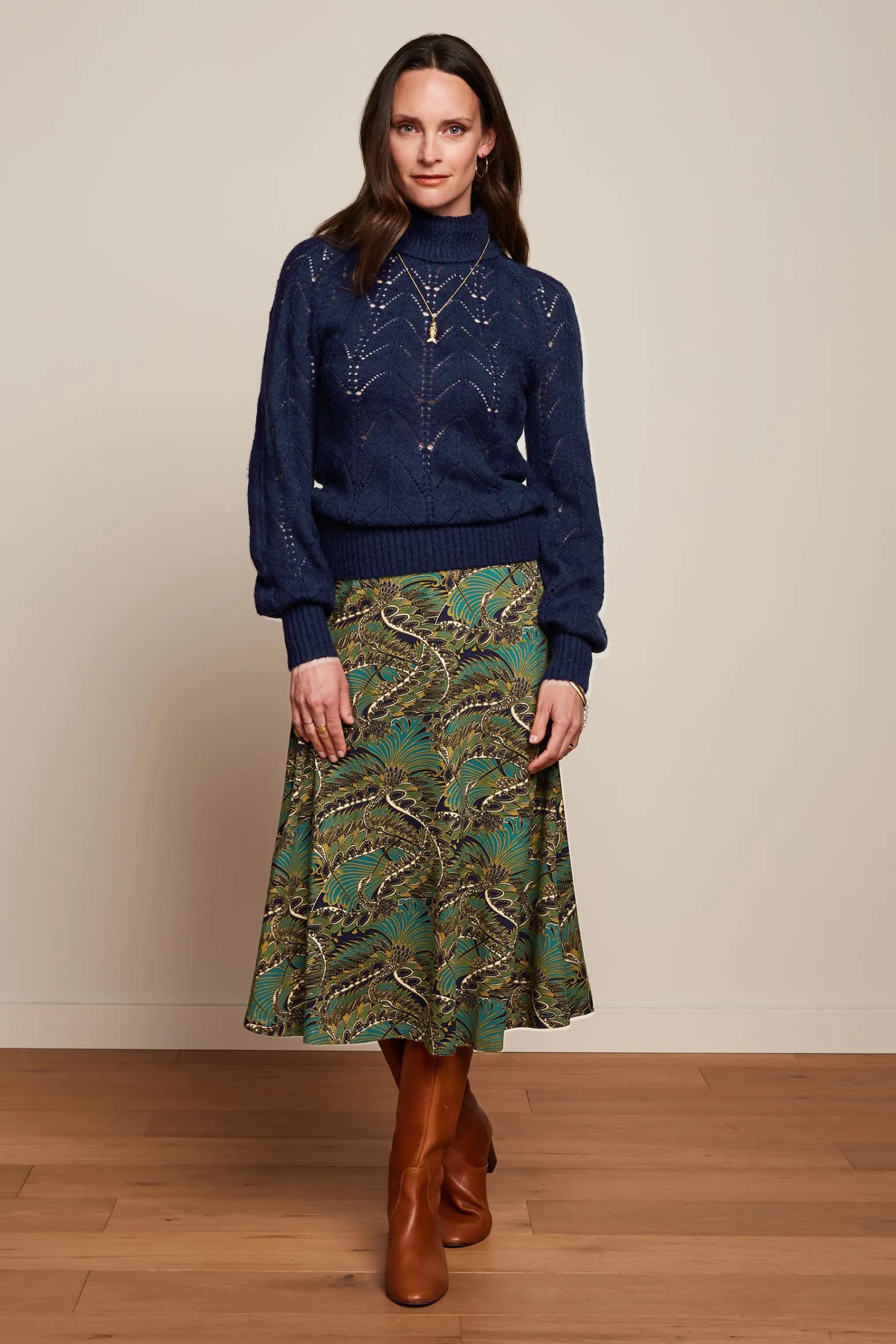 King Louie Rokken|Juno Midi Skirt Venus Blue