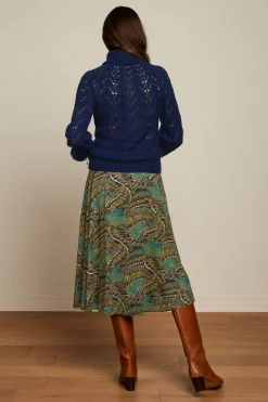 King Louie Rokken|Juno Midi Skirt Venus Blue