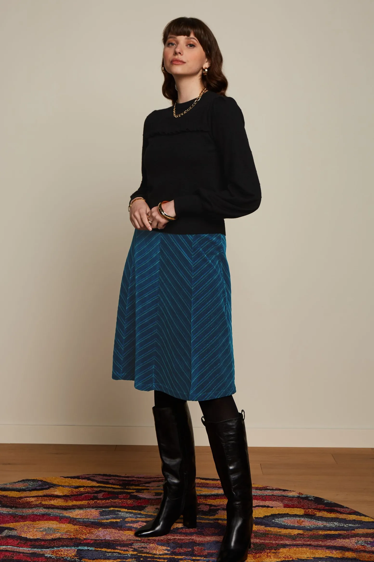 King Louie Rokken|Juno Skirt Moda Stripe Lapis Blue