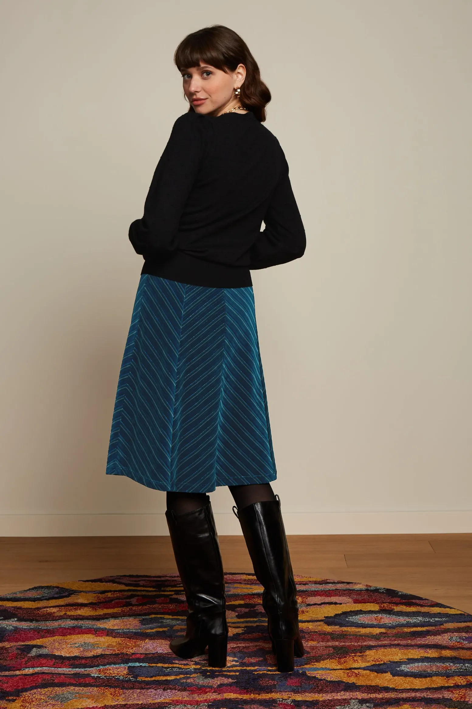 King Louie Rokken|Juno Skirt Moda Stripe Lapis Blue
