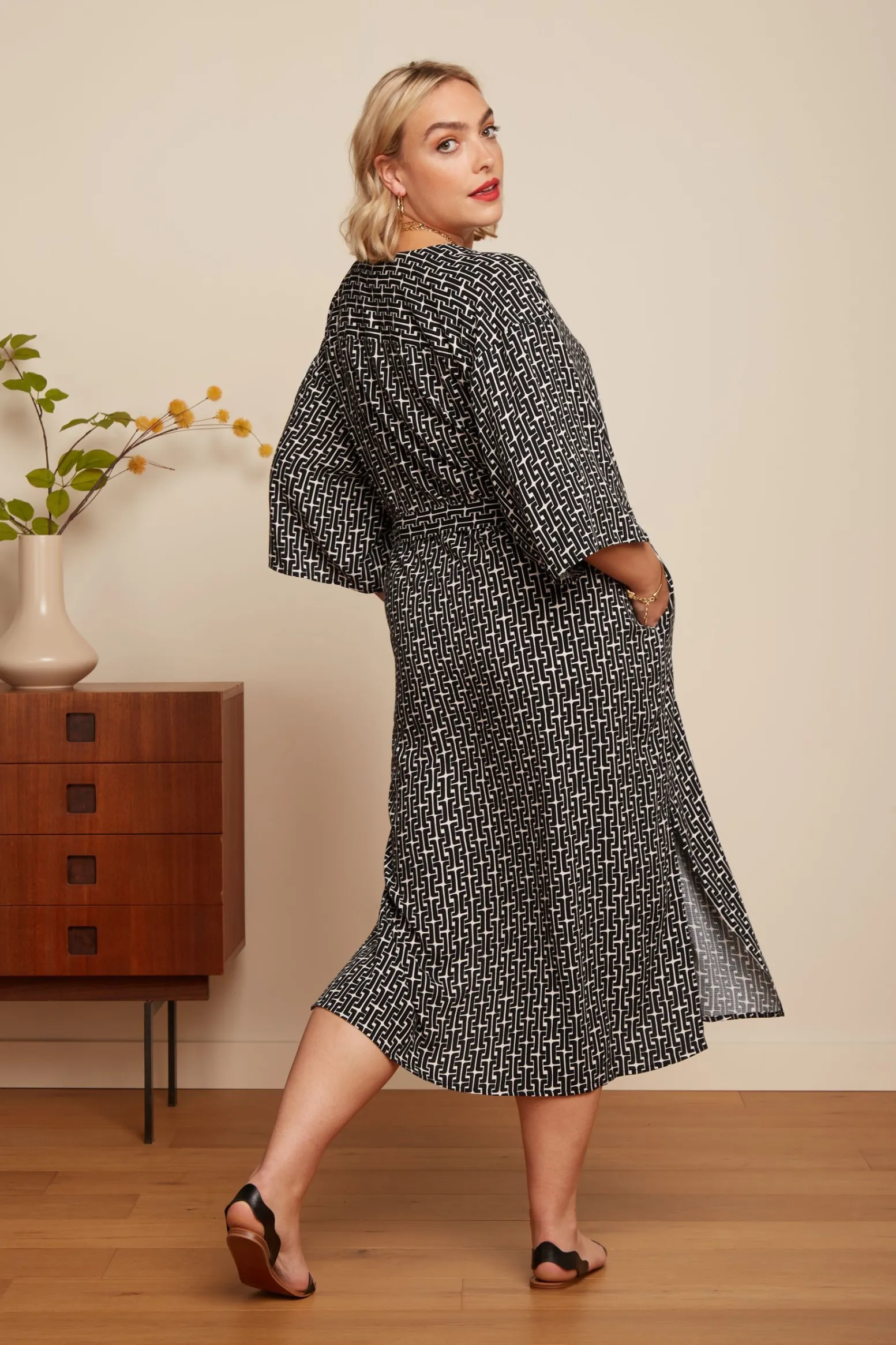 King Louie Jurken|Kiki Kaftan Frankie Black