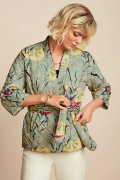 King Louie Jassen & Blazers|Kimono Jacket Quilted Dusty Turquoise