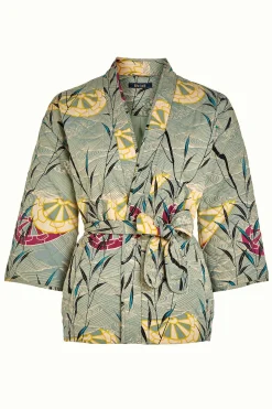 King Louie Jassen & Blazers|Kimono Jacket Quilted Dusty Turquoise