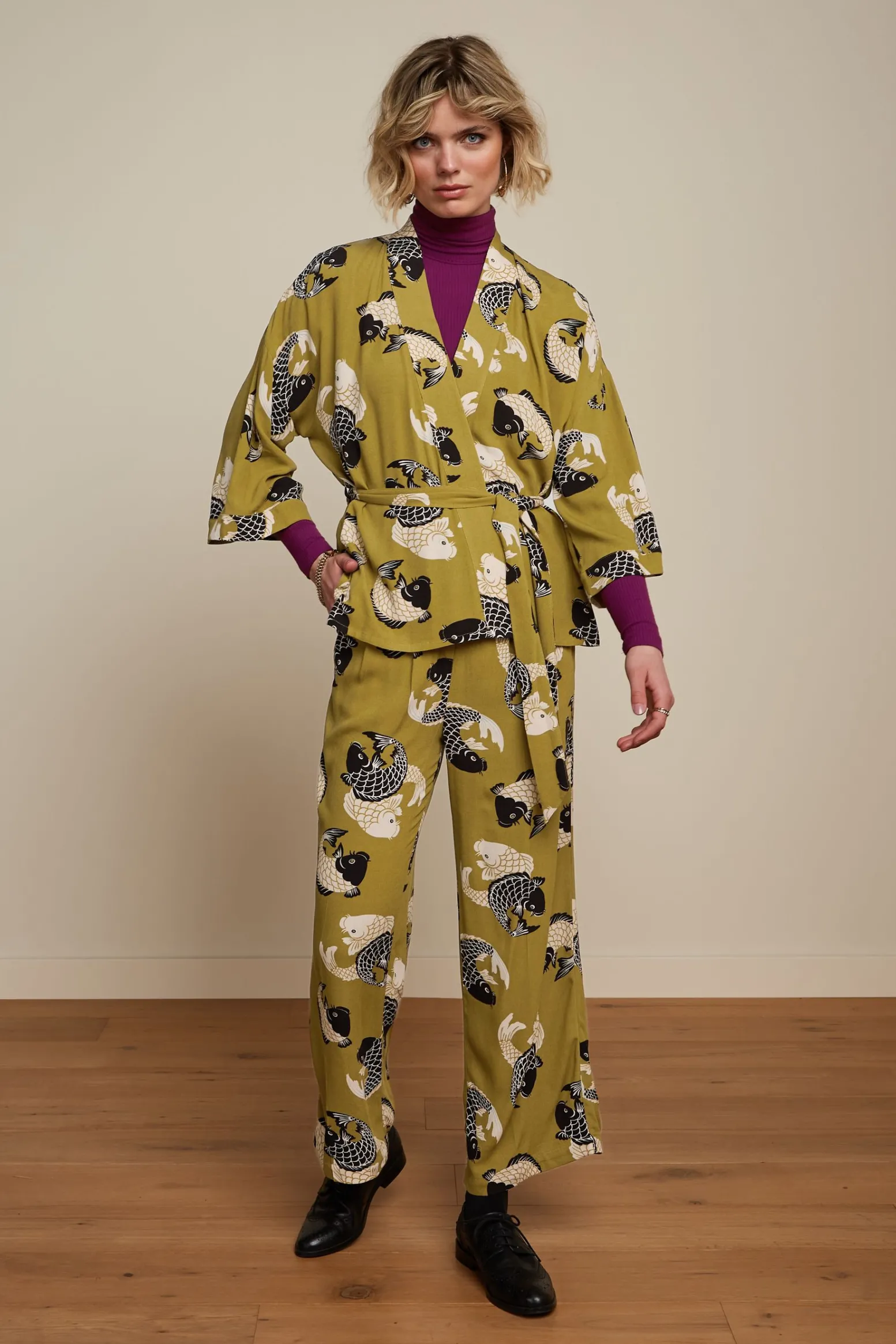 King Louie Tops & Shirts|Kimono Koi Chartreuse Yellow