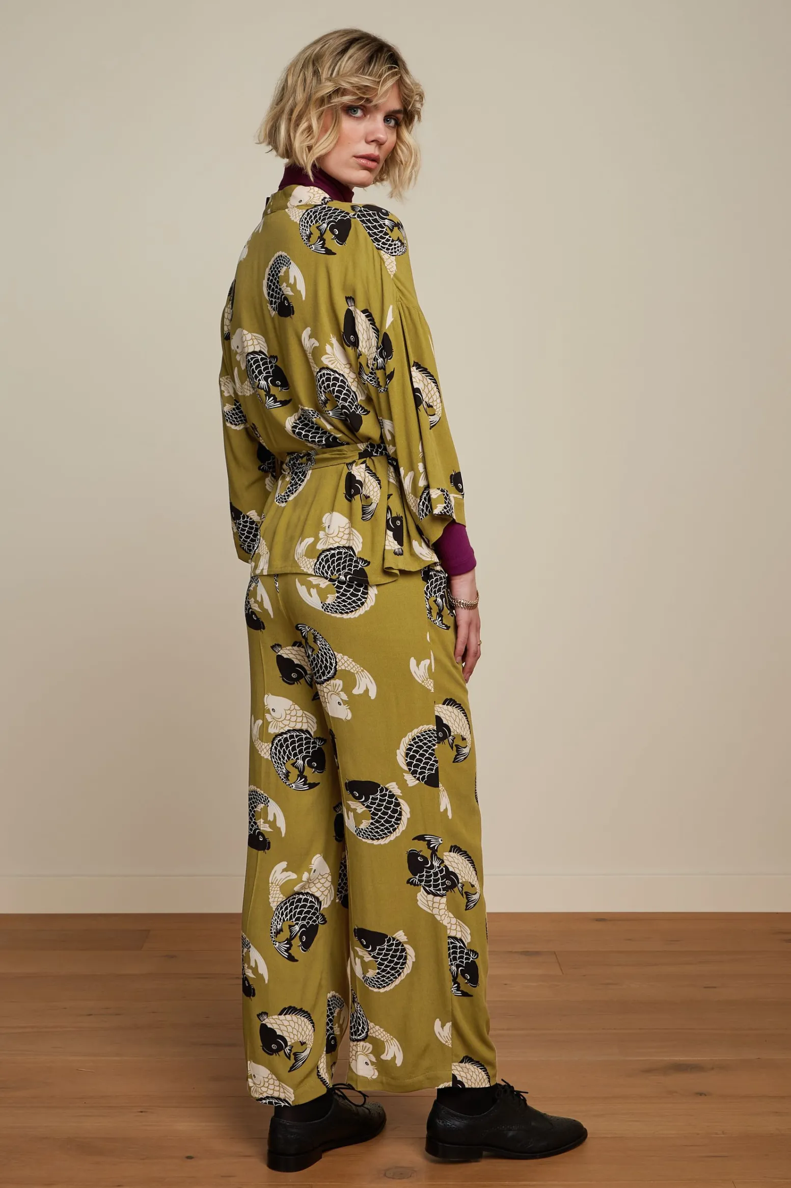 King Louie Tops & Shirts|Kimono Koi Chartreuse Yellow