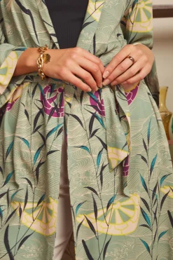 King Louie Jassen & Blazers|Kimono Long Blush Dusty Turquoise