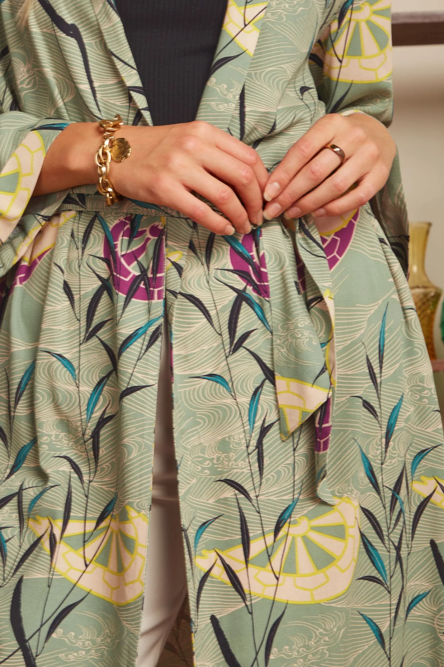 King Louie Jassen & Blazers|Kimono Long Blush Dusty Turquoise