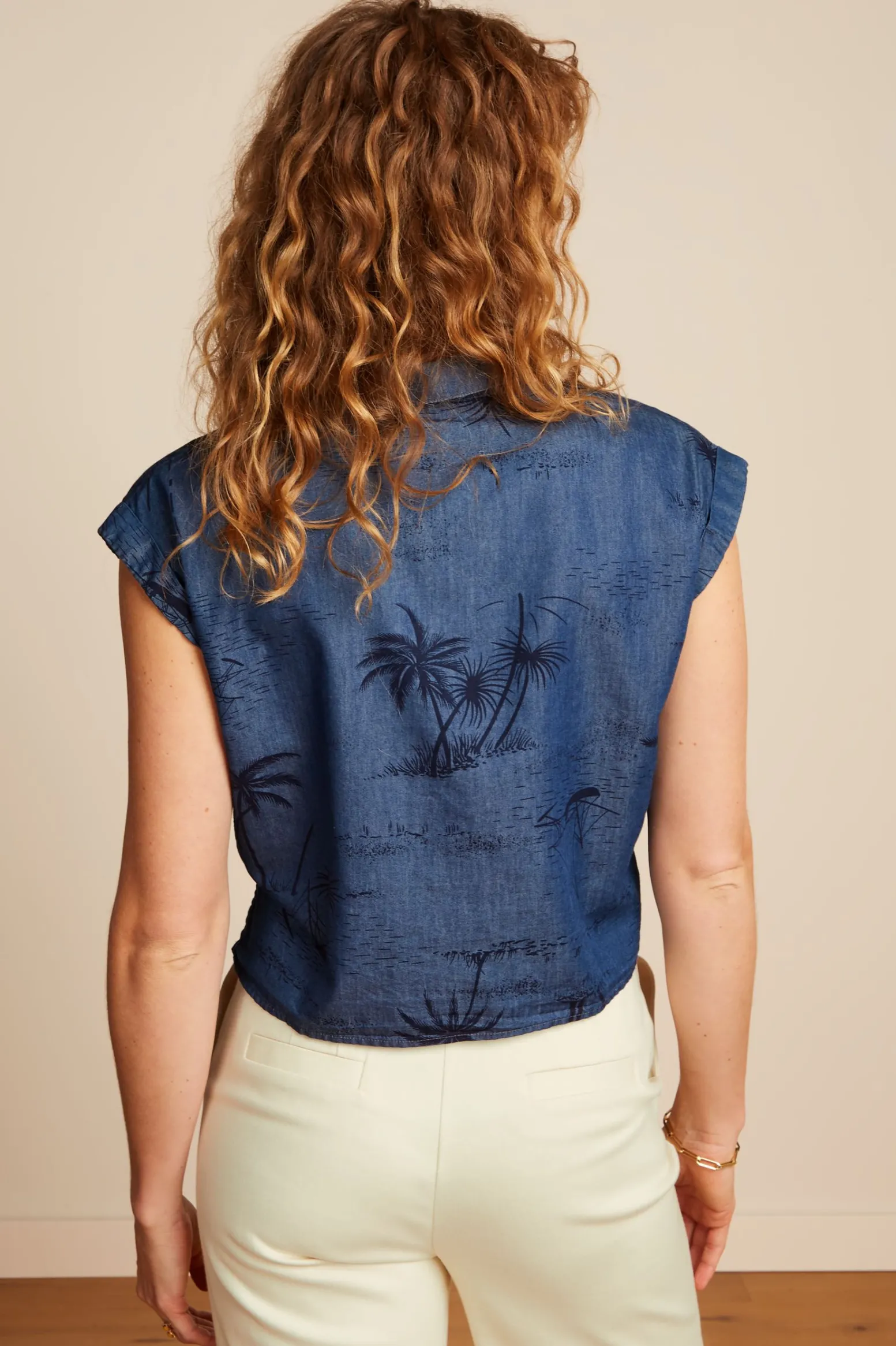 King Louie Blouses|Knot Blouse Daytrip Denim Blue