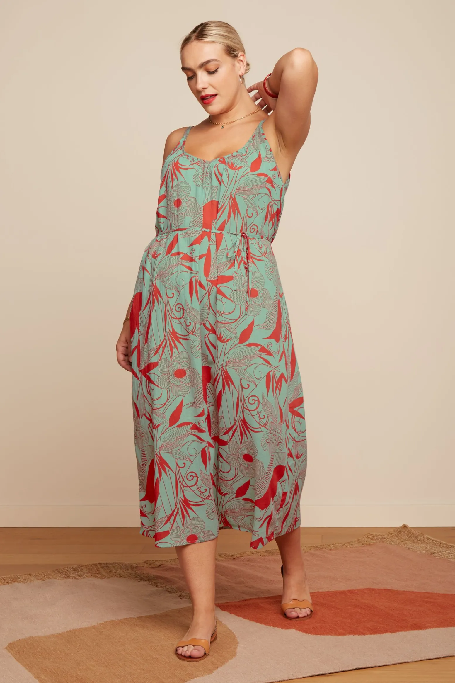 King Louie Jurken|Lara Midi Dress Callier Ash Green