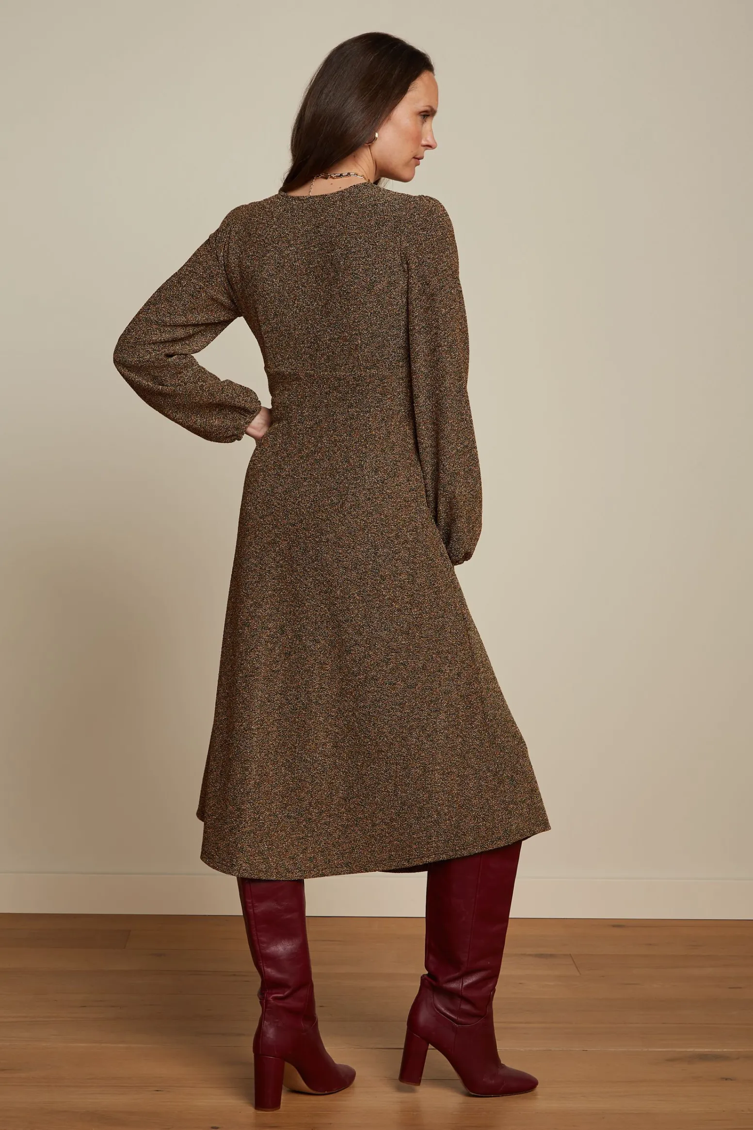 King Louie Jurken|Lelia Dress Carousel Lurex Gold