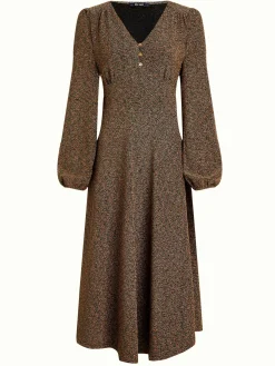 King Louie Jurken|Lelia Dress Carousel Lurex Gold
