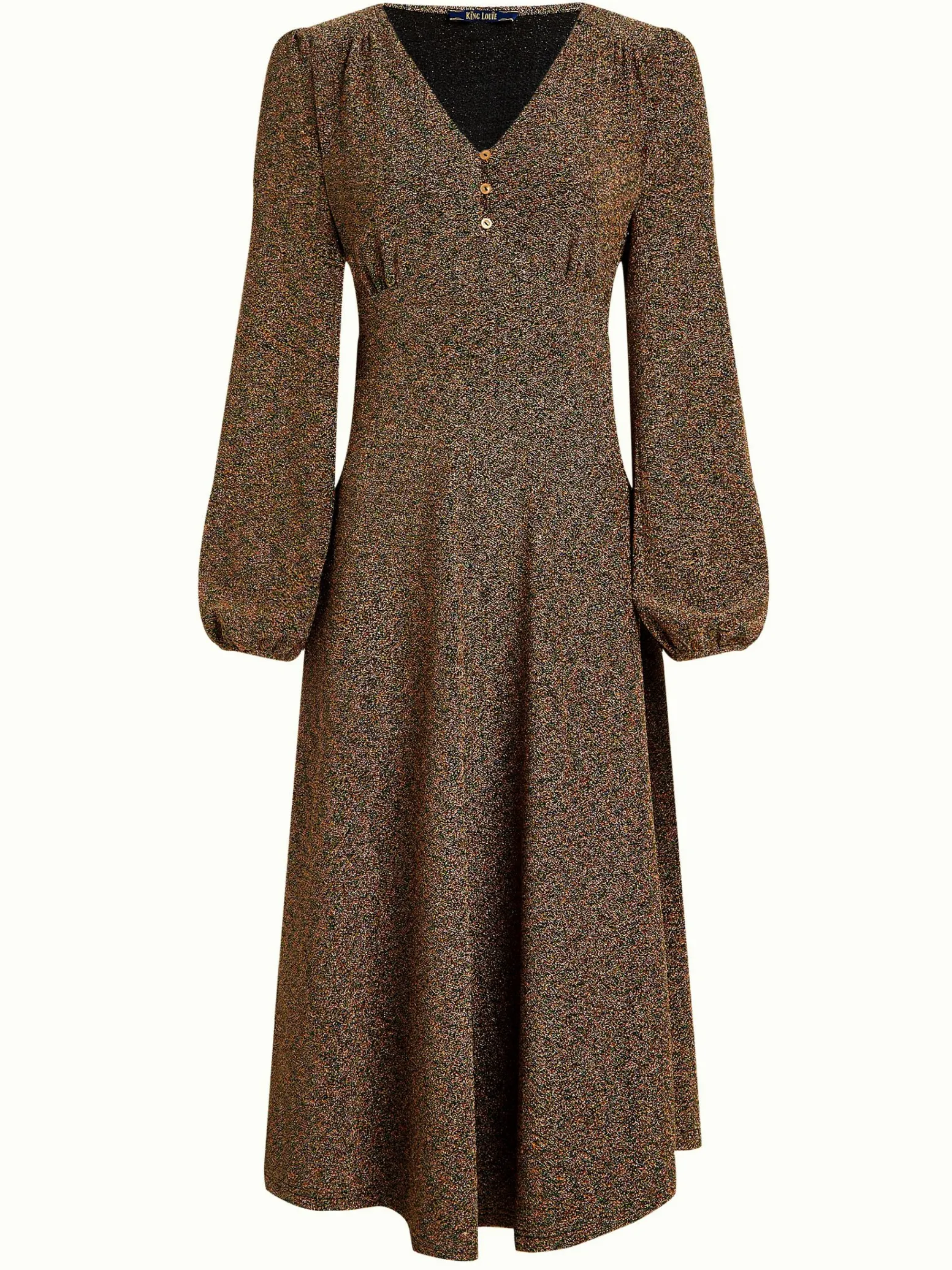 King Louie Jurken|Lelia Dress Carousel Lurex Gold