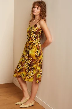 King Louie Jurken|Lenny Dress Emerald Amarillo Gold