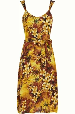 King Louie Jurken|Lenny Dress Emerald Amarillo Gold