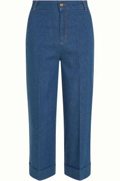 King Louie Broeken|Lisa Culotte Chambray Denim Blue