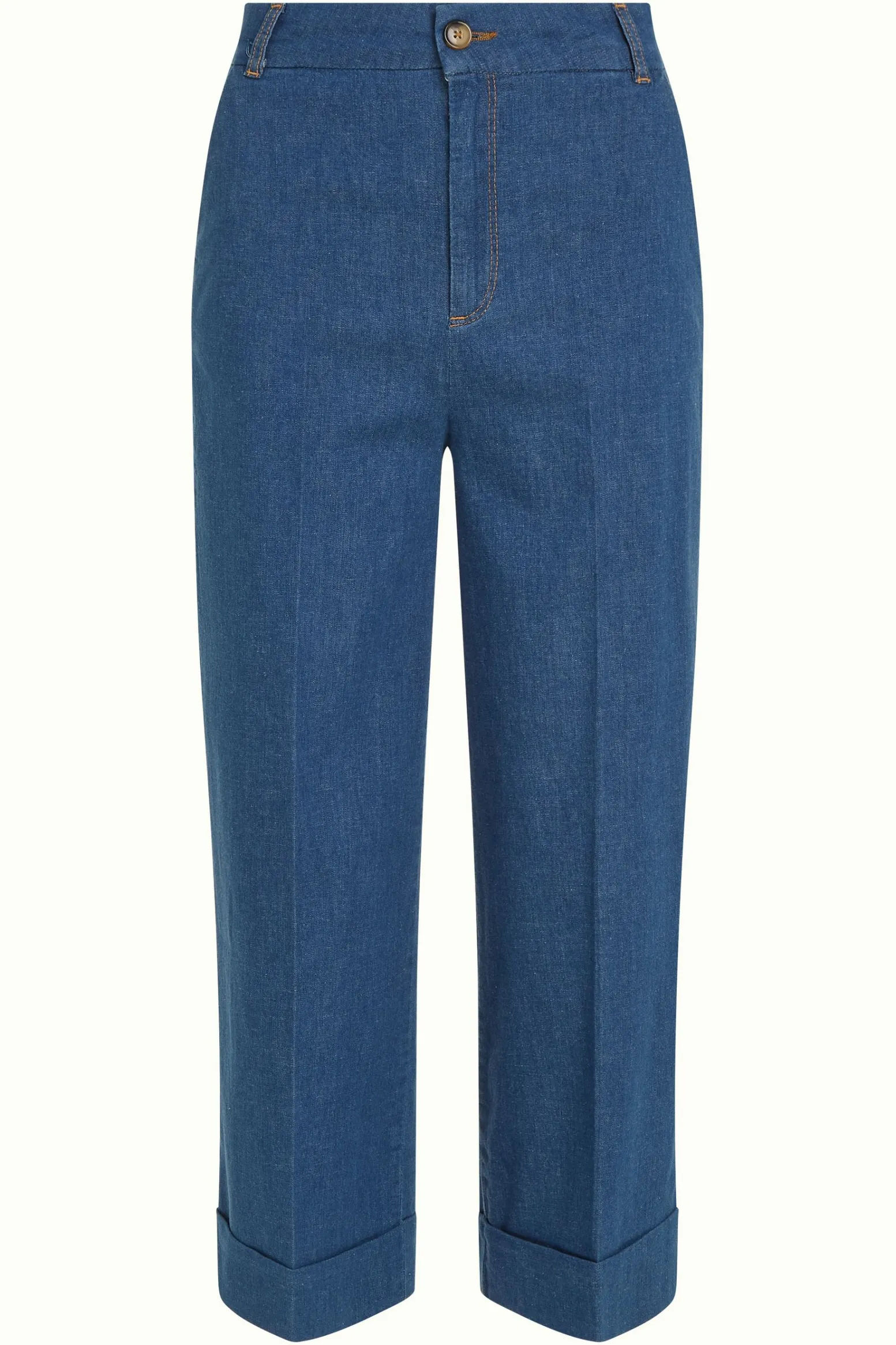 King Louie Broeken|Lisa Culotte Chambray Denim Blue