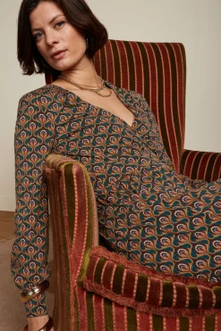 King Louie Jurken|Loretta Dress Jubilee Dragonfly Green